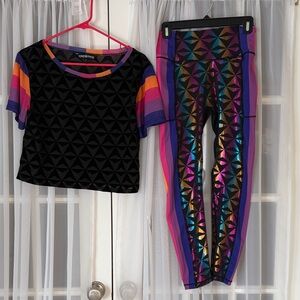 Colorful Geometric Crop Top and Leggings Set Disney/Epcot Themed